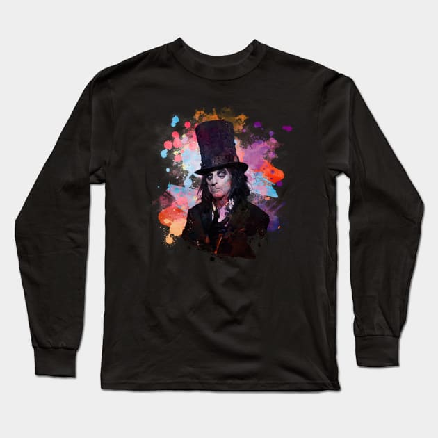 Alice Cooper - Watercolor Illustration Long Sleeve T-Shirt by Punyaomyule